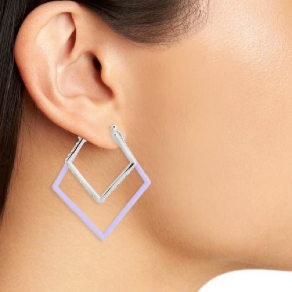 Karl Lagerfeld Paris Geometric Nested Hoop Earrings With Rhinestones 35$